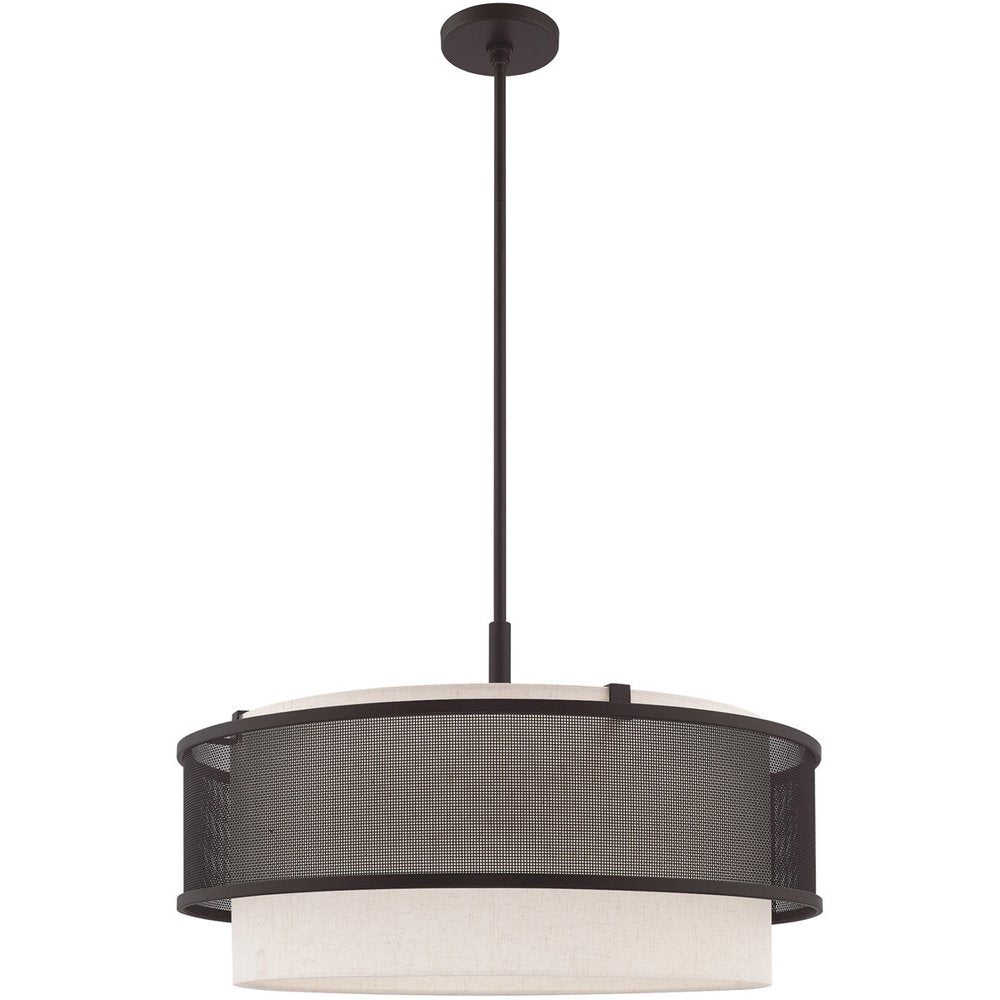 Bronze Four Light Metal Dimmable Chandelier With Shades HomeRoots