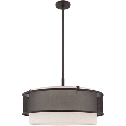 Bronze Four Light Metal Dimmable Chandelier With Shades HomeRoots