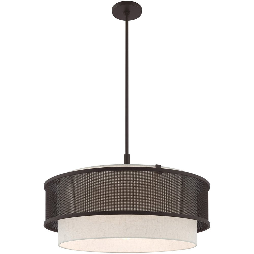 Bronze Four Light Metal Dimmable Chandelier With Shades HomeRoots