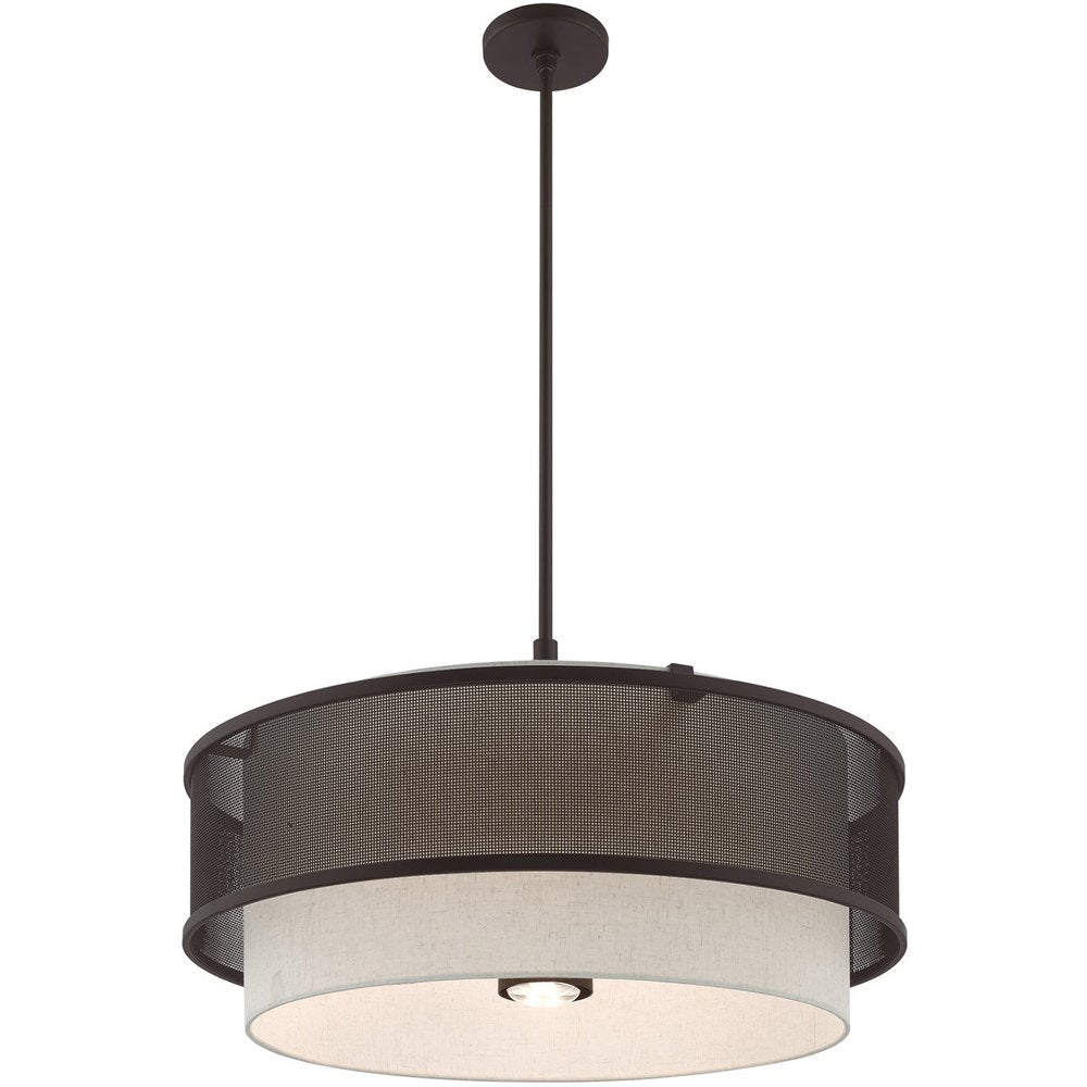 Bronze Four Light Metal Dimmable Chandelier With Shades HomeRoots