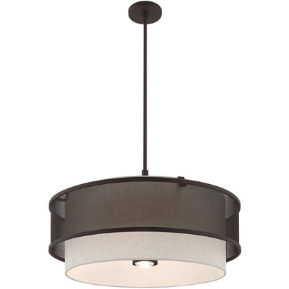 Bronze Four Light Metal Dimmable Chandelier With Shades HomeRoots