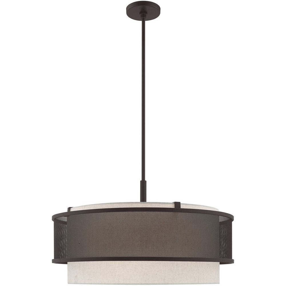 Bronze Four Light Metal Dimmable Chandelier With Shades HomeRoots