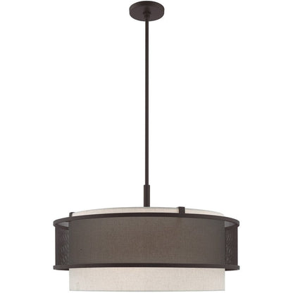 Bronze Four Light Metal Dimmable Chandelier With Shades HomeRoots