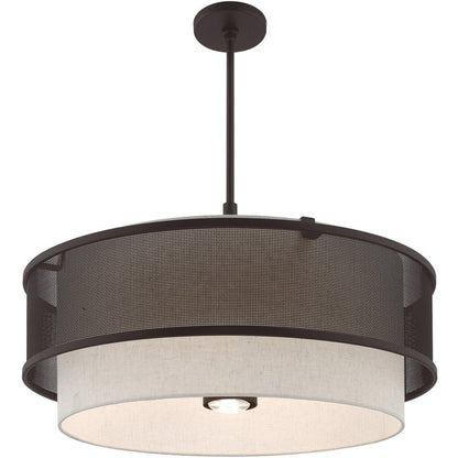 Bronze Four Light Metal Dimmable Chandelier With Shades HomeRoots