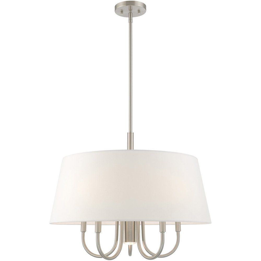 Nickel Six Light Metal Dimmable Chandelier With Shades HomeRoots