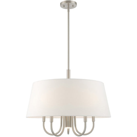 Nickel Six Light Metal Dimmable Chandelier With Shades HomeRoots