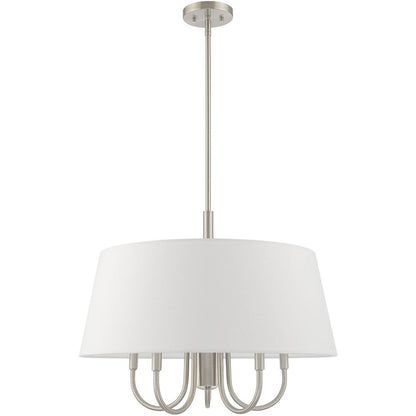 Nickel Six Light Metal Dimmable Chandelier With Shades HomeRoots