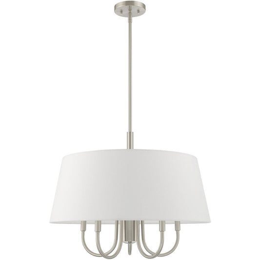 Nickel Six Light Metal Dimmable Chandelier With Shades HomeRoots