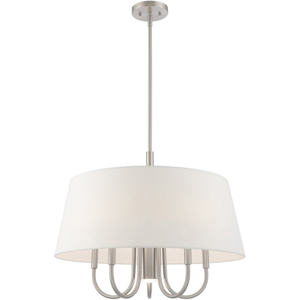 Nickel Six Light Metal Dimmable Chandelier With Shades HomeRoots