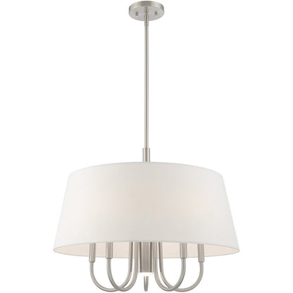 Nickel Six Light Metal Dimmable Chandelier With Shades HomeRoots