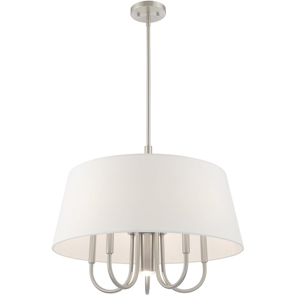 Nickel Six Light Metal Dimmable Chandelier With Shades HomeRoots