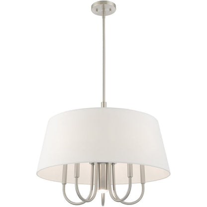 Nickel Six Light Metal Dimmable Chandelier With Shades HomeRoots