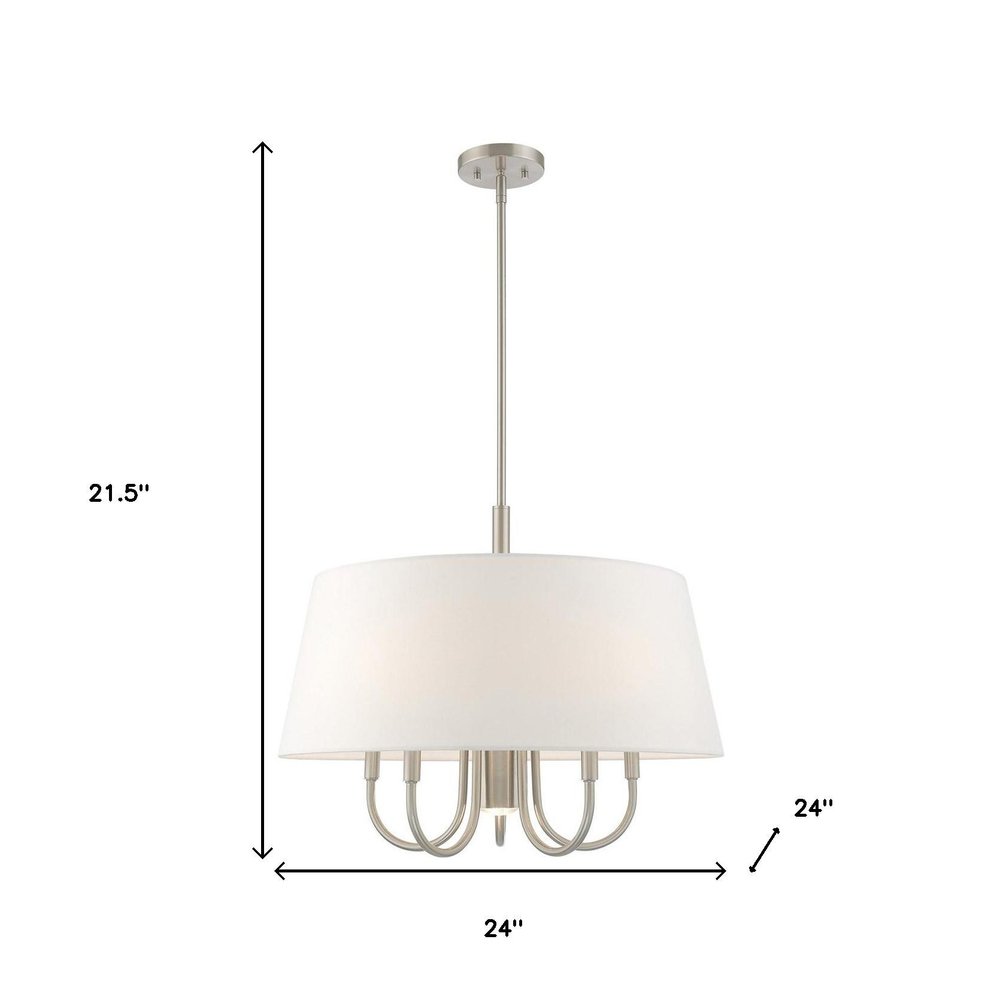 Nickel Six Light Metal Dimmable Chandelier With Shades HomeRoots