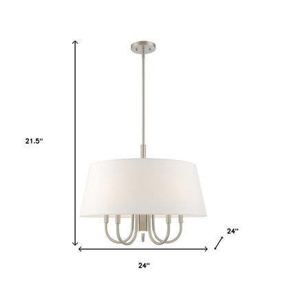Nickel Six Light Metal Dimmable Chandelier With Shades HomeRoots