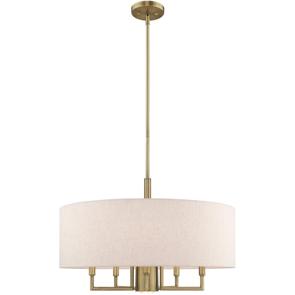 Antiqued Brass Six Light Metal Dimmable Chandelier With Shades HomeRoots