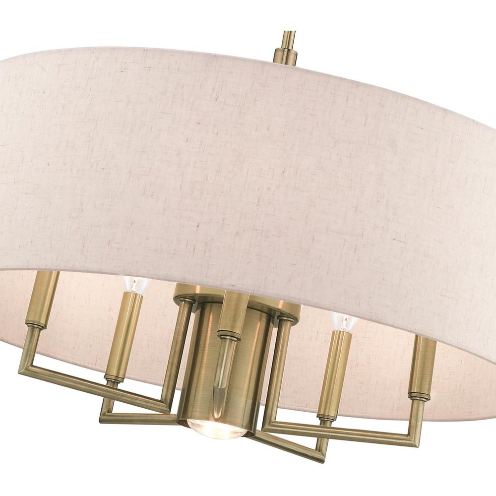 Antiqued Brass Six Light Metal Dimmable Chandelier With Shades HomeRoots