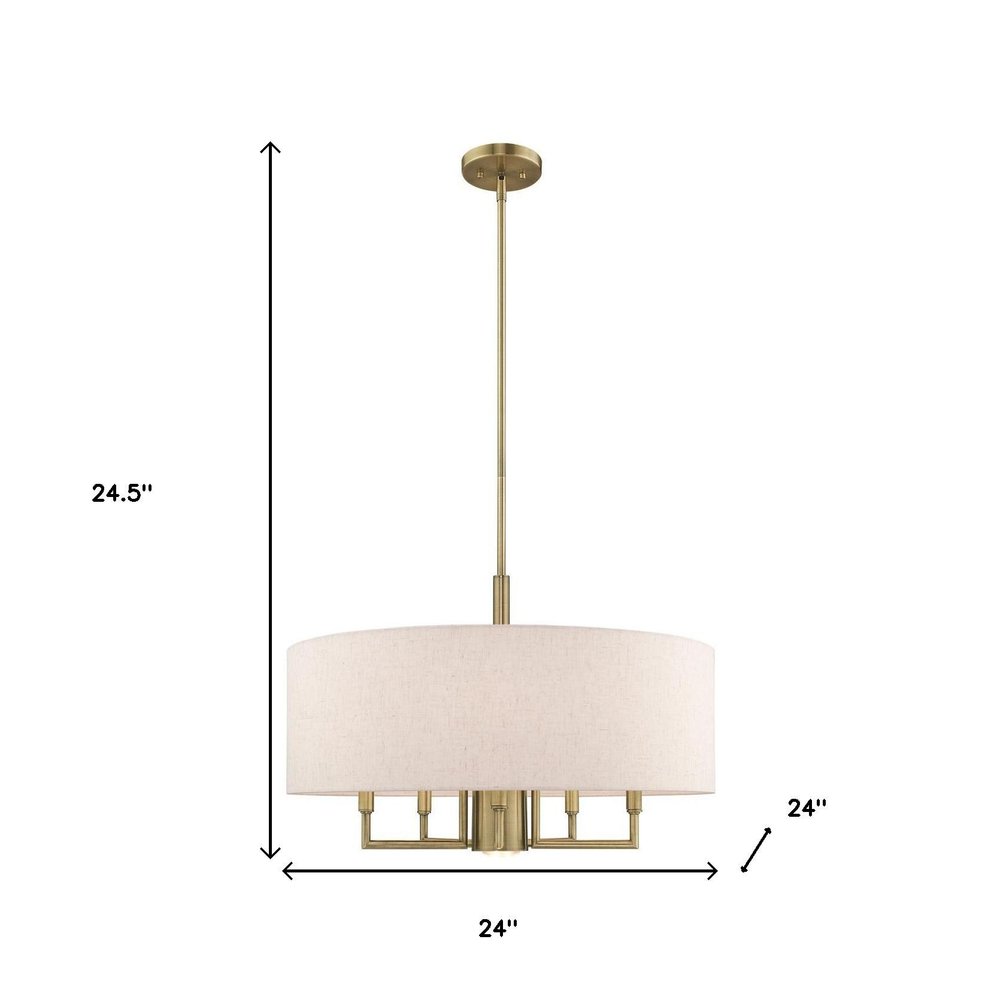 Antiqued Brass Six Light Metal Dimmable Chandelier With Shades HomeRoots