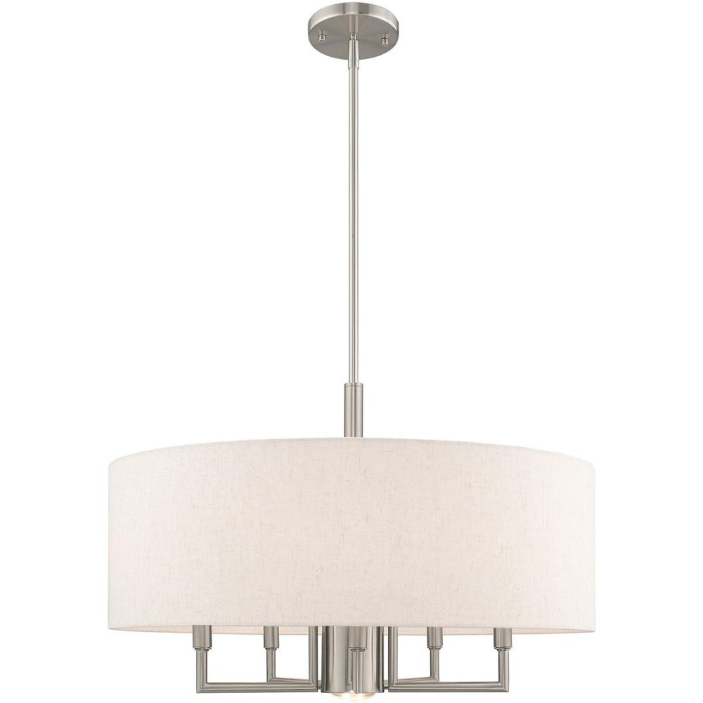 Nickel Six Light Metal Dimmable Chandelier With Shades HomeRoots