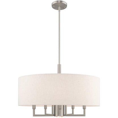 Nickel Six Light Metal Dimmable Chandelier With Shades HomeRoots