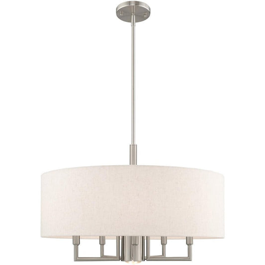 Nickel Six Light Metal Dimmable Chandelier With Shades HomeRoots