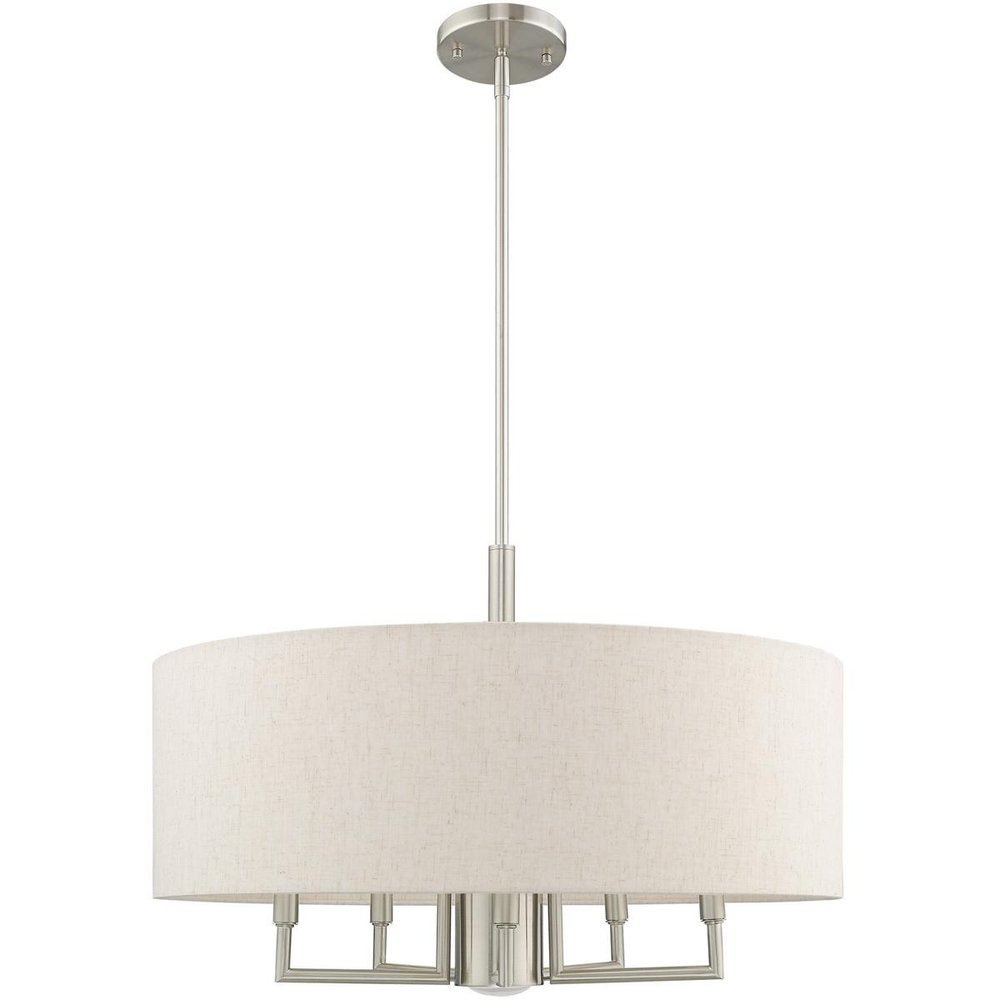 Nickel Six Light Metal Dimmable Chandelier With Shades HomeRoots