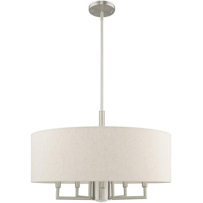 Nickel Six Light Metal Dimmable Chandelier With Shades HomeRoots