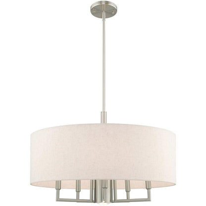 Nickel Six Light Metal Dimmable Chandelier With Shades HomeRoots