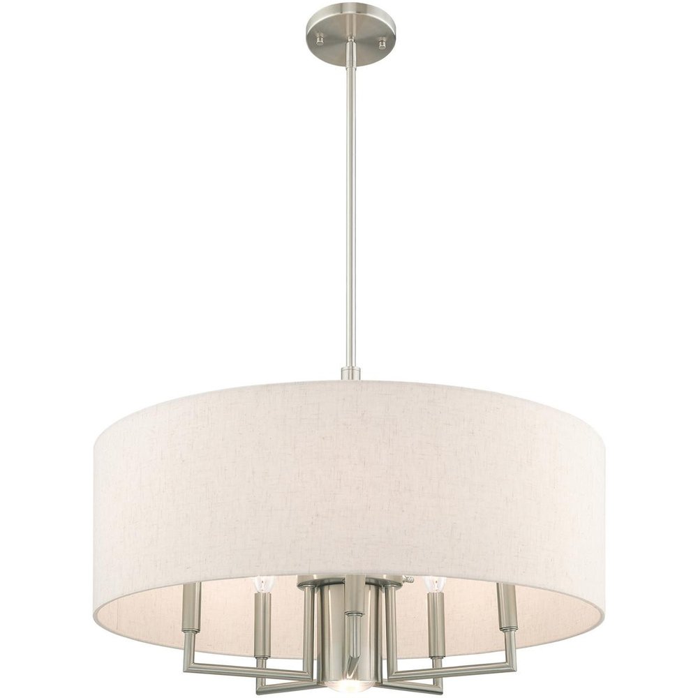 Nickel Six Light Metal Dimmable Chandelier With Shades HomeRoots