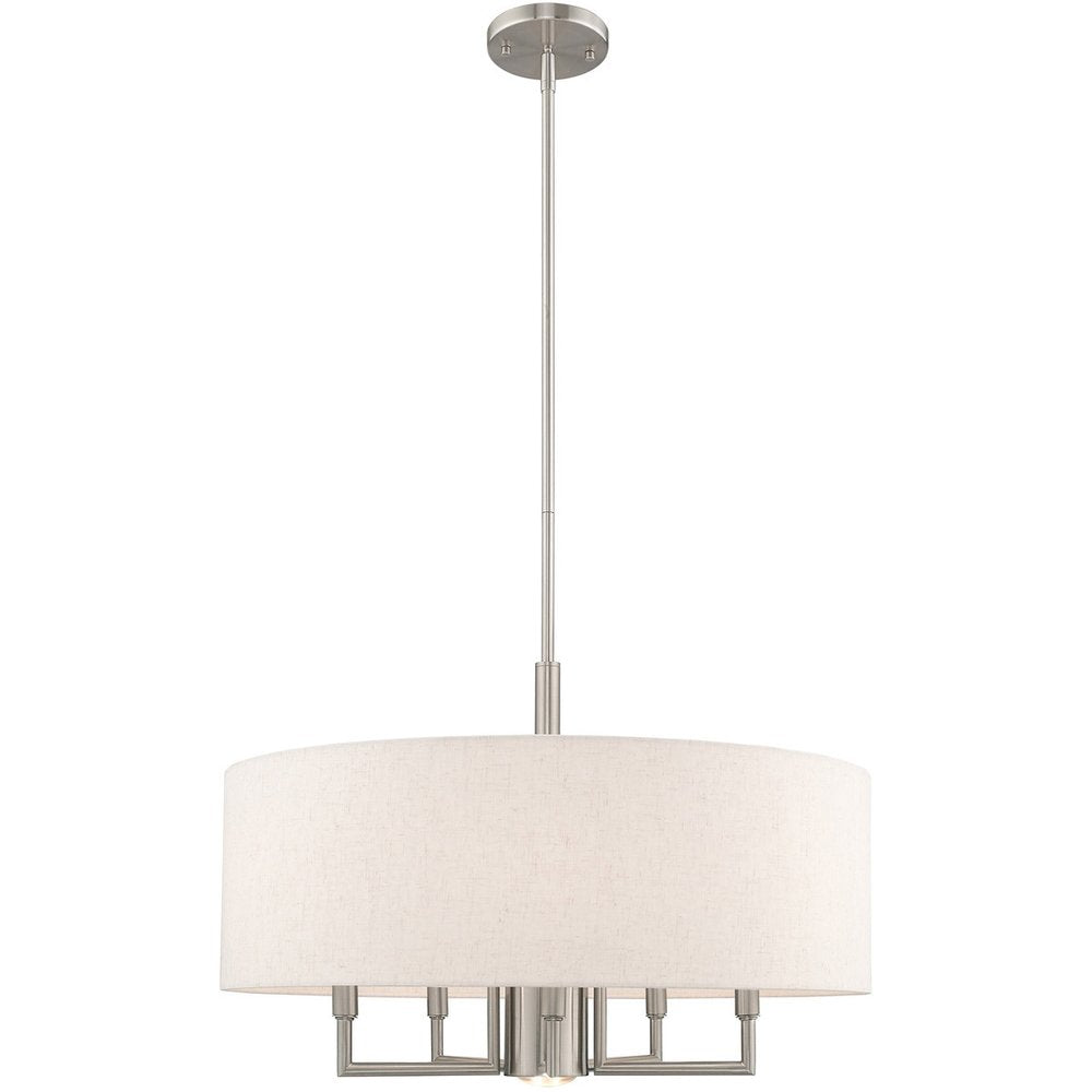 Nickel Six Light Metal Dimmable Chandelier With Shades HomeRoots