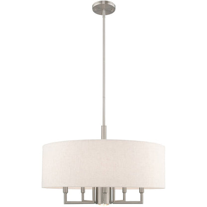 Nickel Six Light Metal Dimmable Chandelier With Shades HomeRoots