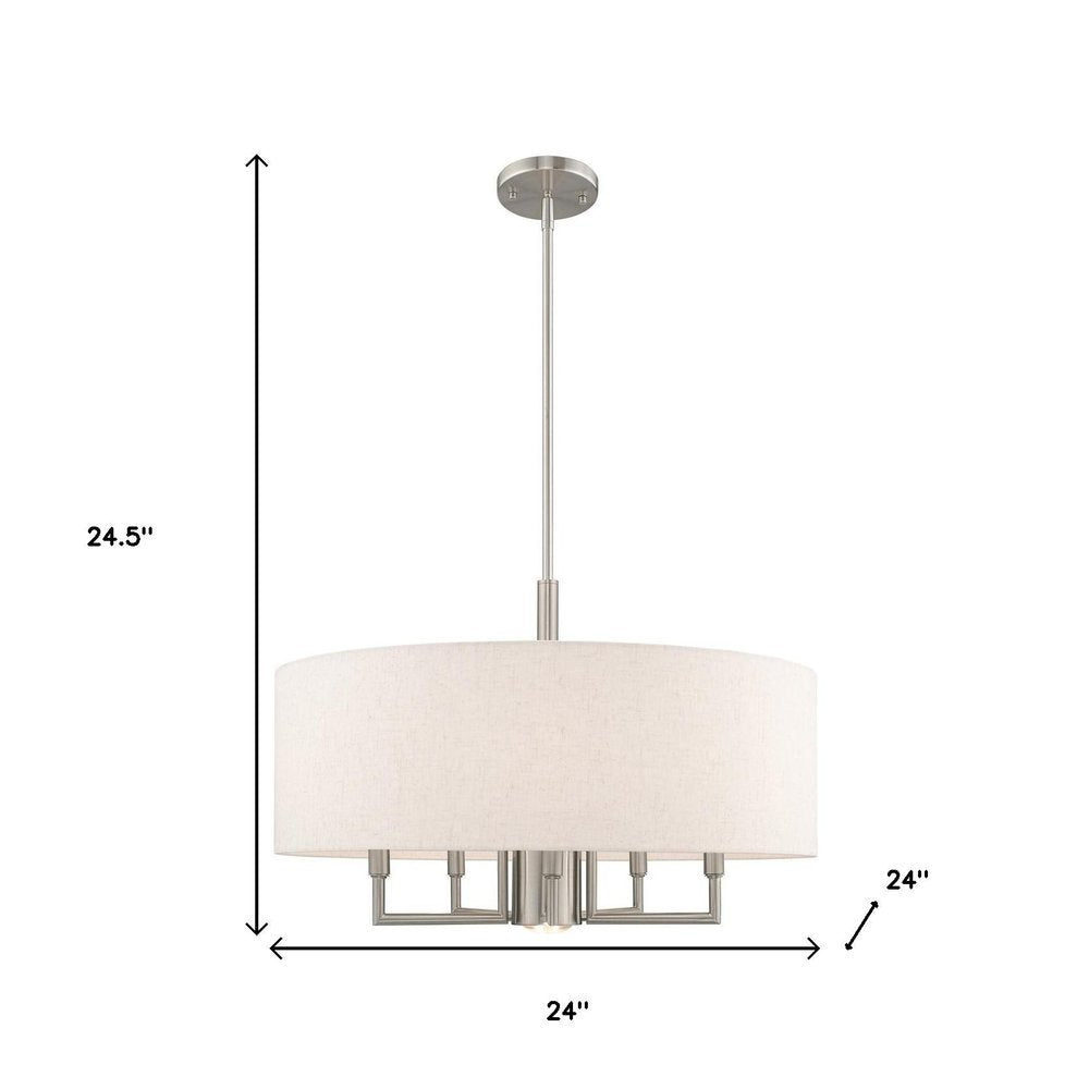 Nickel Six Light Metal Dimmable Chandelier With Shades HomeRoots