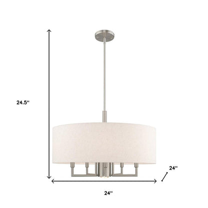 Nickel Six Light Metal Dimmable Chandelier With Shades HomeRoots