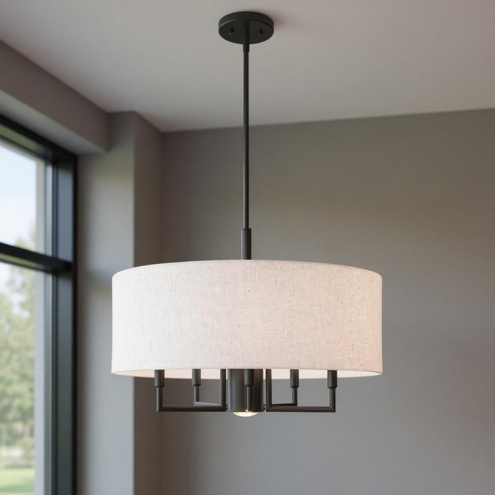 Bronze Six Light Metal Dimmable Chandelier With Shades HomeRoots