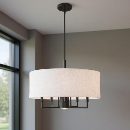 Bronze Six Light Metal Dimmable Chandelier With Shades HomeRoots