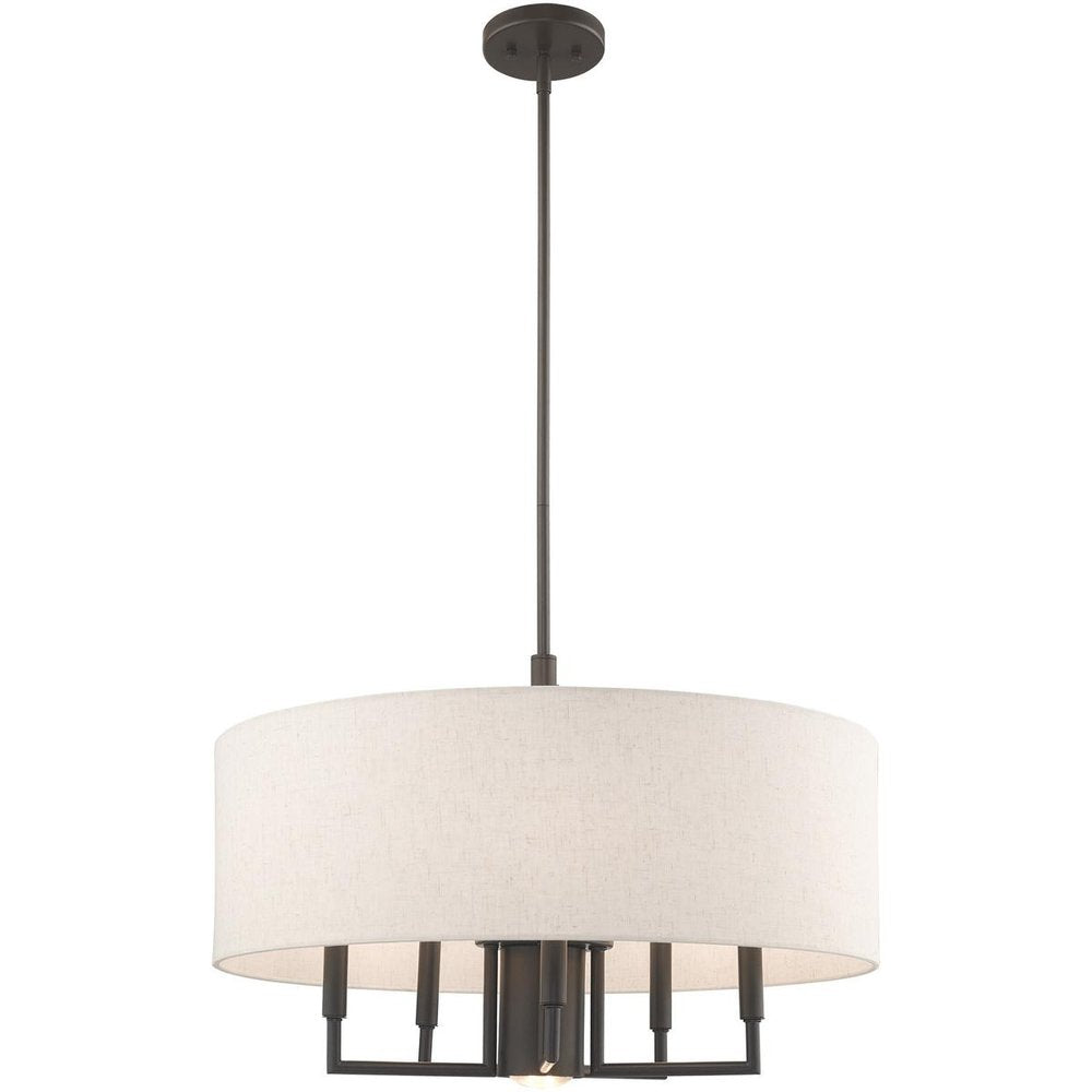 Bronze Six Light Metal Dimmable Chandelier With Shades HomeRoots
