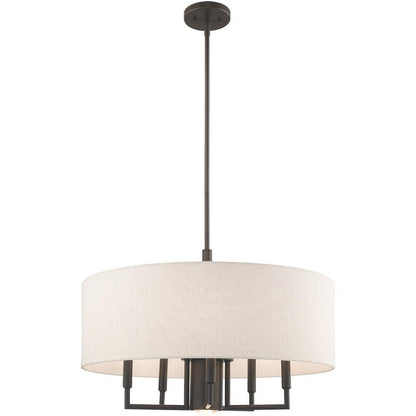 Bronze Six Light Metal Dimmable Chandelier With Shades HomeRoots