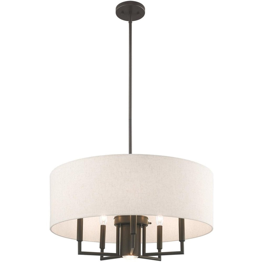 Bronze Six Light Metal Dimmable Chandelier With Shades HomeRoots