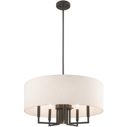 Bronze Six Light Metal Dimmable Chandelier With Shades HomeRoots