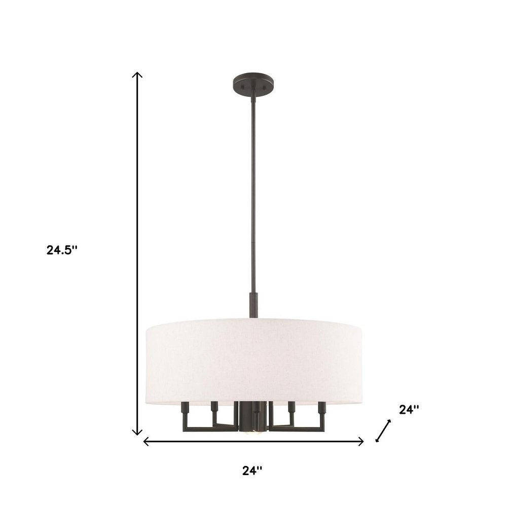 Bronze Six Light Metal Dimmable Chandelier With Shades HomeRoots