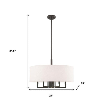 Bronze Six Light Metal Dimmable Chandelier With Shades HomeRoots