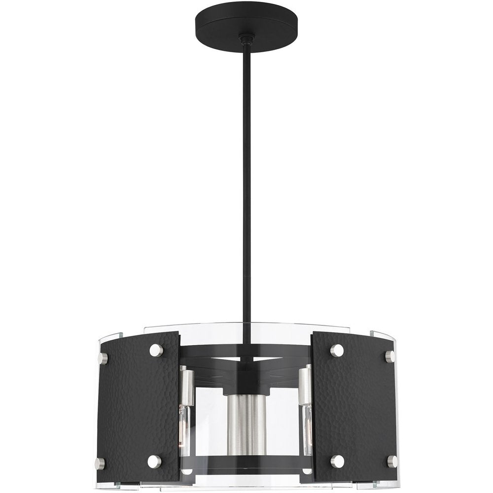 Black Seven Light Metal Dimmable Chandelier With Shades HomeRoots
