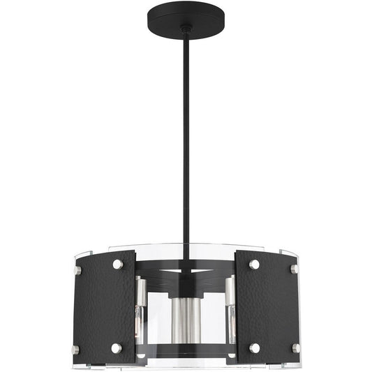 Black Seven Light Metal Dimmable Chandelier With Shades HomeRoots