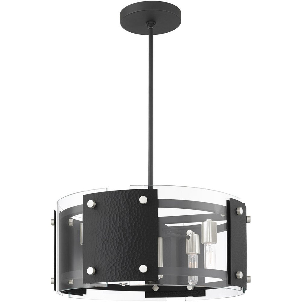 Black Seven Light Metal Dimmable Chandelier With Shades HomeRoots
