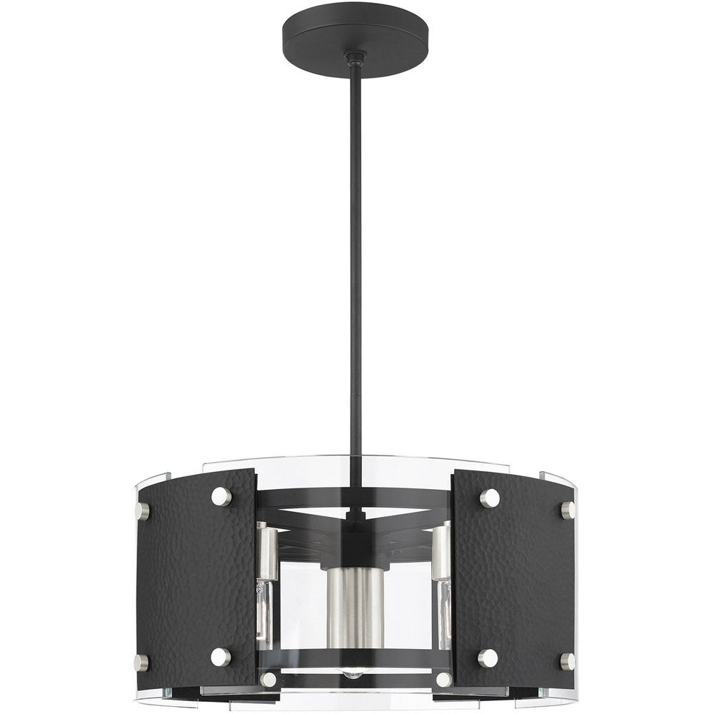 Black Seven Light Metal Dimmable Chandelier With Shades HomeRoots
