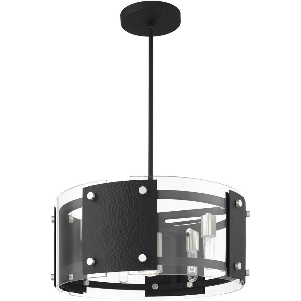 Black Seven Light Metal Dimmable Chandelier With Shades HomeRoots