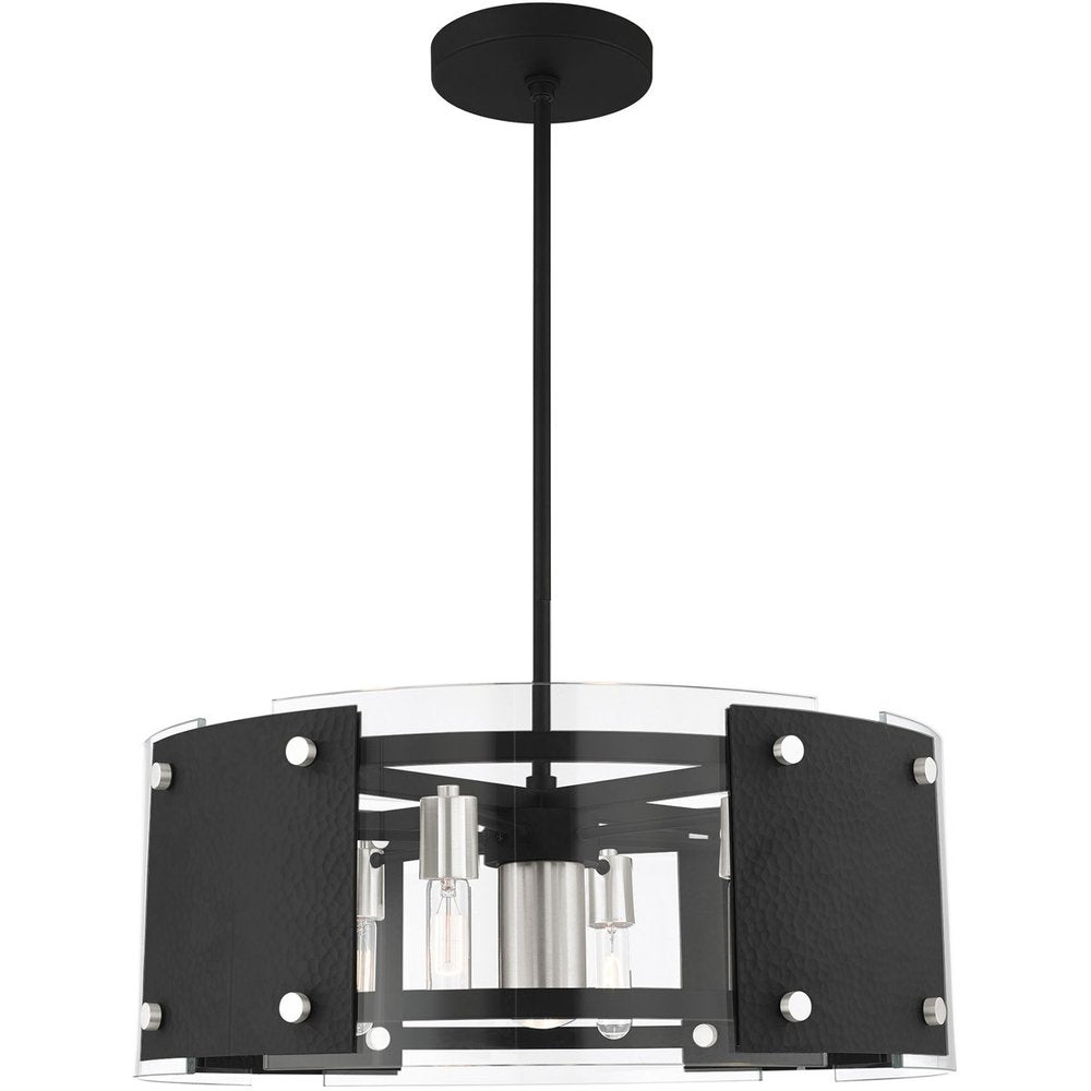 Black Seven Light Metal Dimmable Chandelier With Shades HomeRoots
