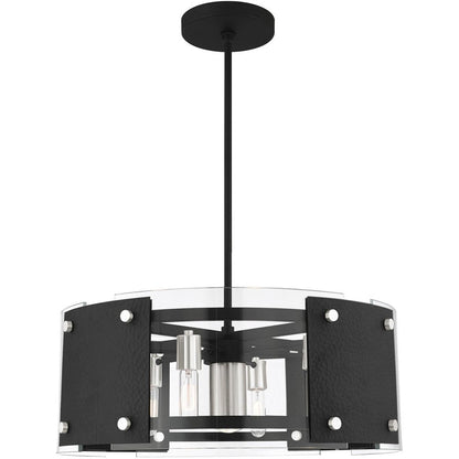 Black Seven Light Metal Dimmable Chandelier With Shades HomeRoots