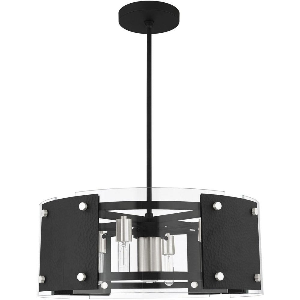 Black Seven Light Metal Dimmable Chandelier With Shades HomeRoots
