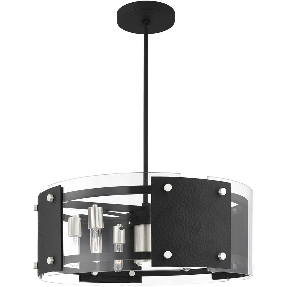 Black Seven Light Metal Dimmable Chandelier With Shades HomeRoots