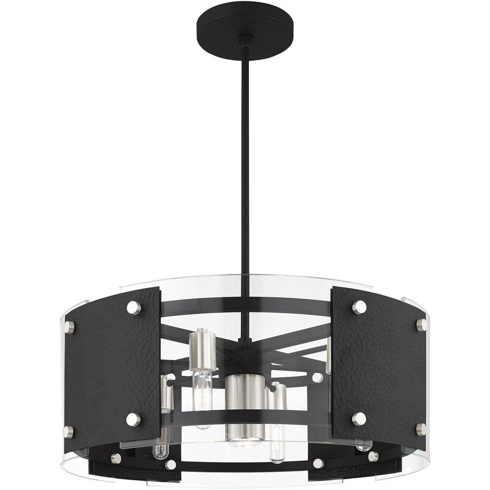 Black Seven Light Metal Dimmable Chandelier With Shades HomeRoots